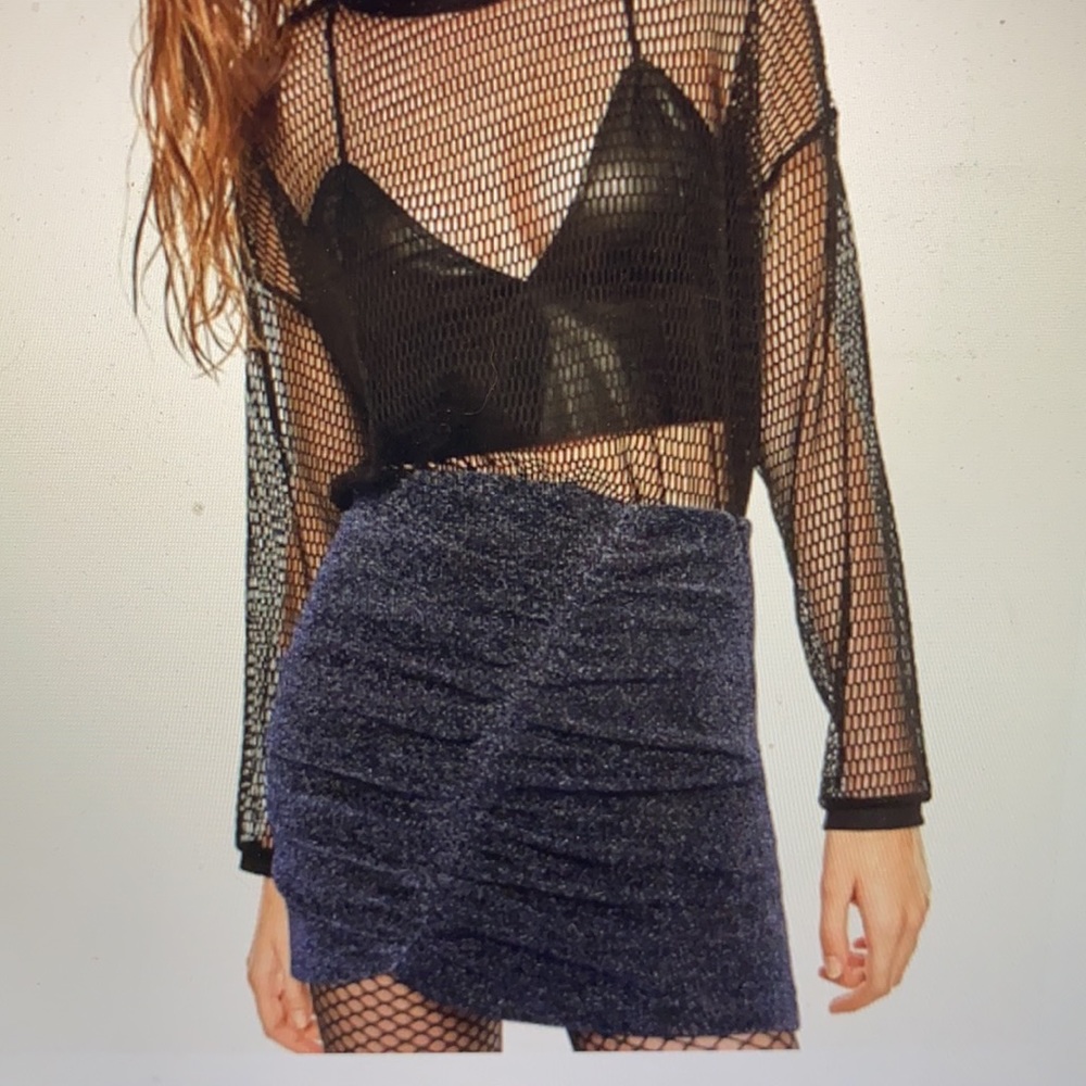 Zara navy sparkle ruched miniskirt